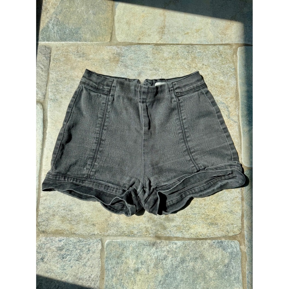 Y2K Bullhead Black High Rise Denim Shorts Size 3 Stretch Zipper Back